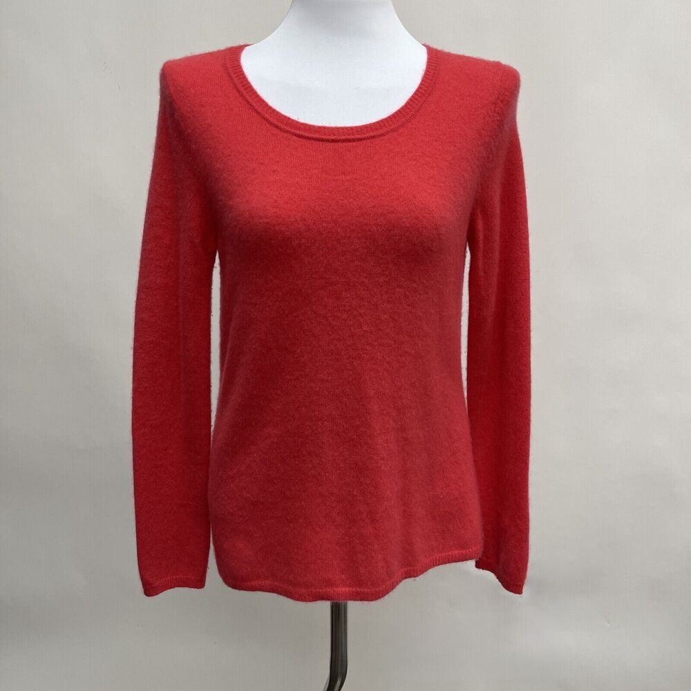 Peck & Peck Sweater Large Pink 2 Ply 100% Cashmere Long Sleeve Scoop Neck